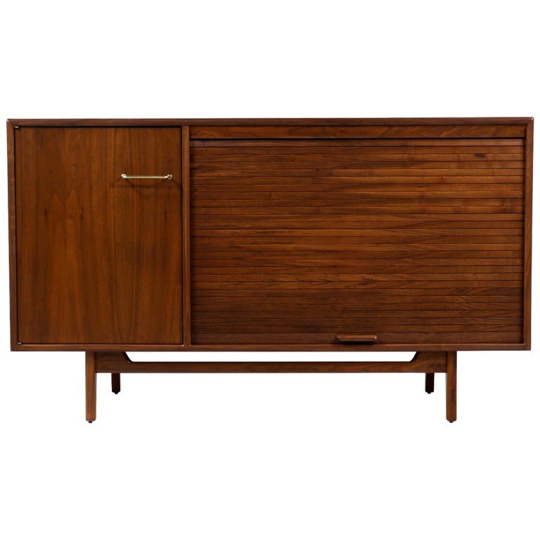 Mid-Century Modern Tambour-Door Credenza by Jens Risom For Sale