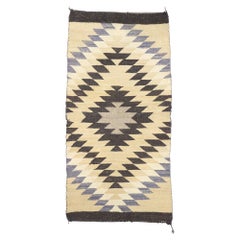 Vintage Navajo Kilim Rug with Two Grey Hills Style