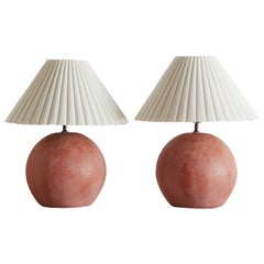 Pair of Ceramic Lamps with a Terra Cotta Finish