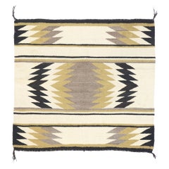Vintage Navajo Kilim Rug with Two Grey Hills Style