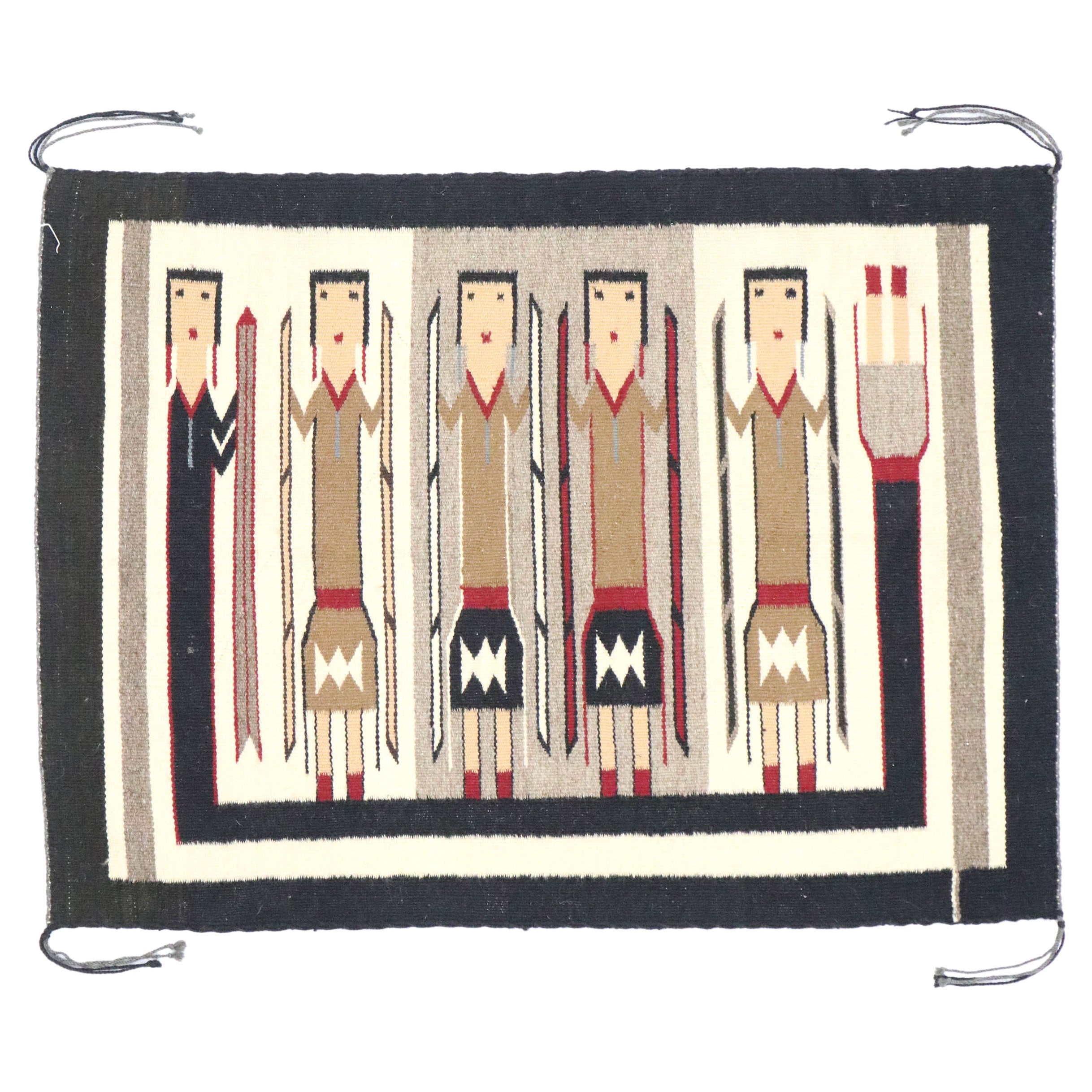Vintage Navajo Kilim Yeibichai Rug with Southwestern Folk Art Style For Sale