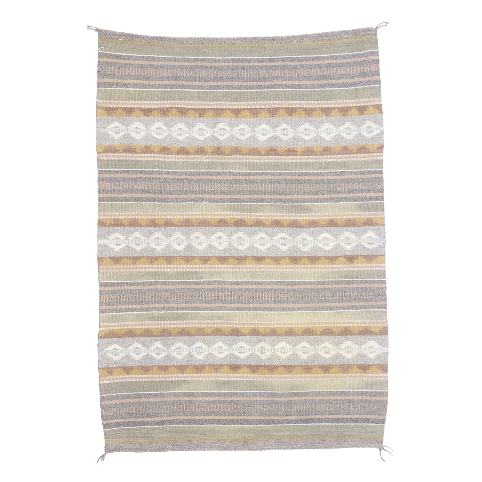 Tapis vintage de style Navajo avec style amérindien, 02'10 x 04'00