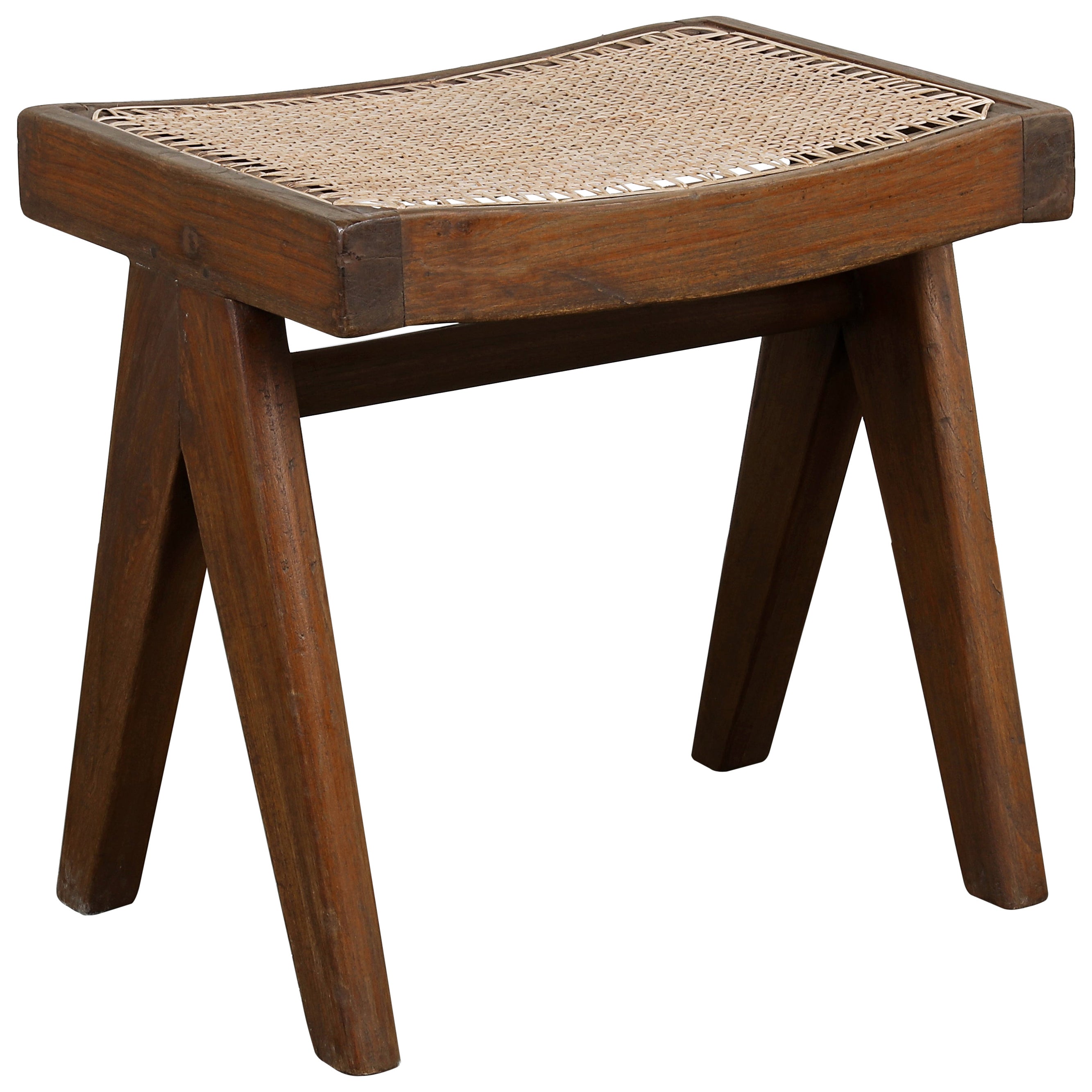 Pierre Jeanneret A-Legs Cane Stool Authentic Mid-Century Modern PJ-SI-34-A For Sale