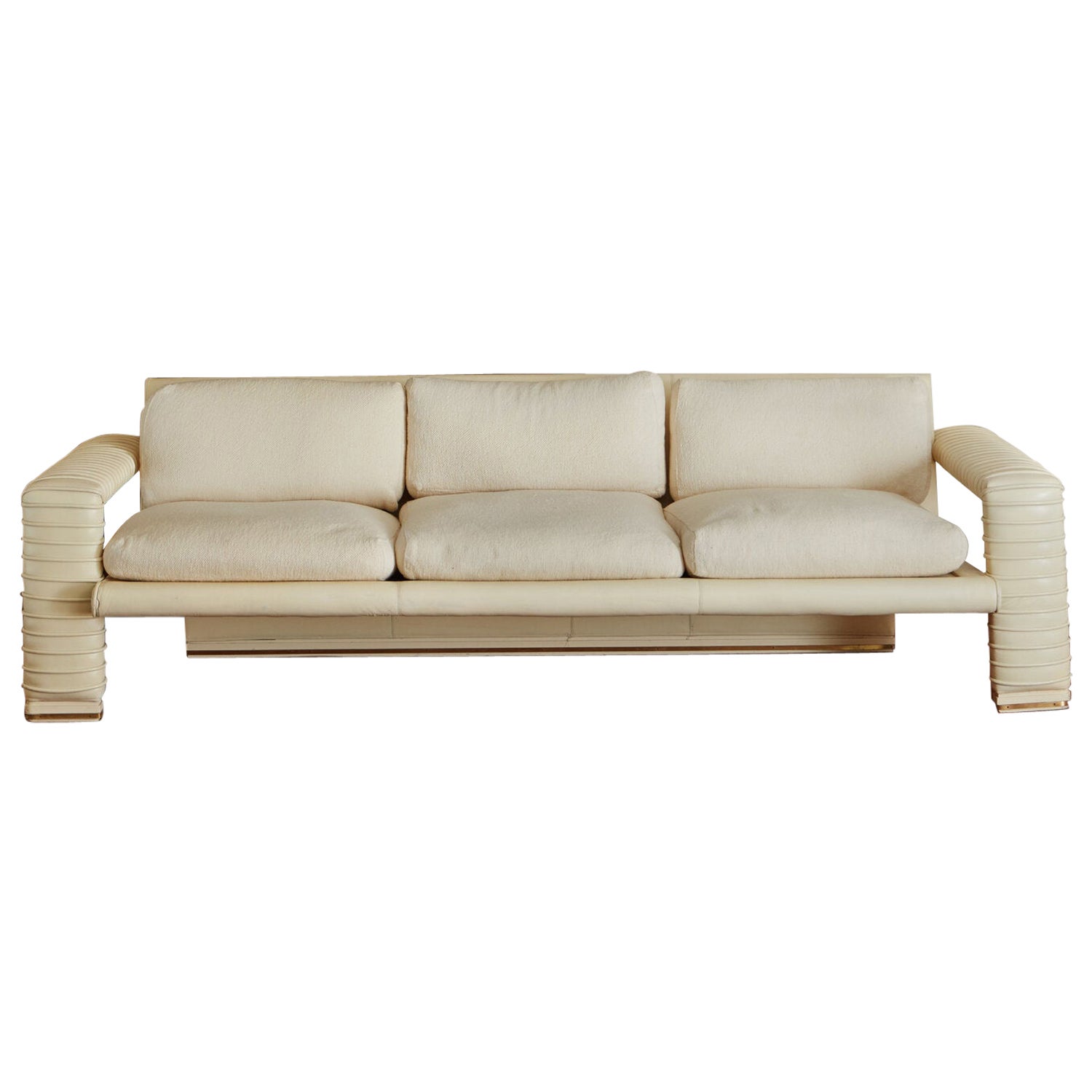 White Channeled Sofa by Marzio Cecchi for Studio Most, Italy 1970's