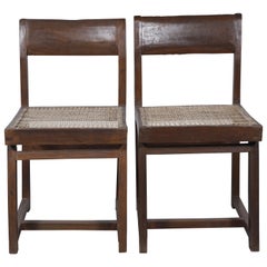 Pierre Jeanneret 2 Box Chairs with Letters from Chandigarh Authentic Mid-Century