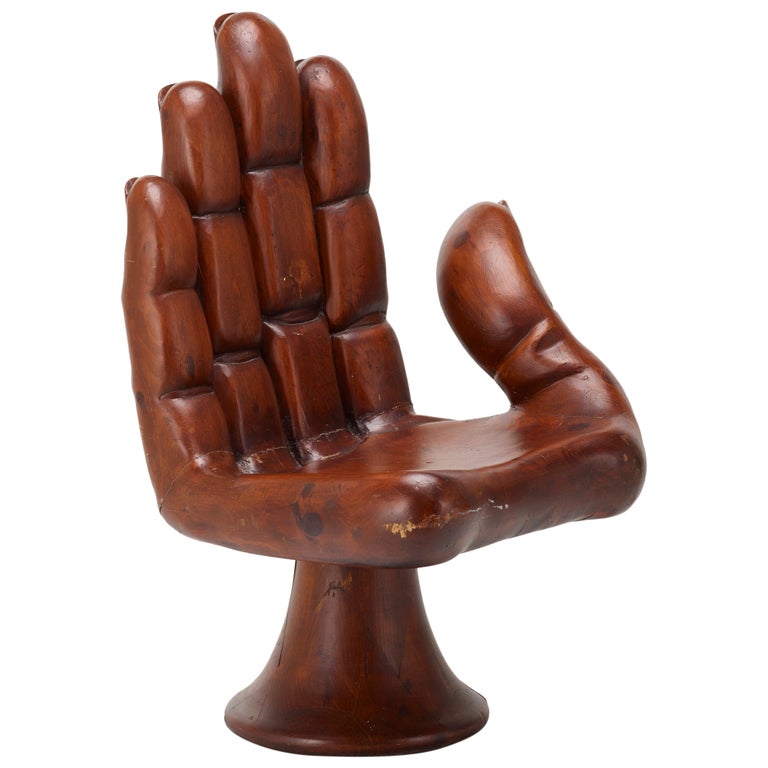 Carved Walnut Pedro Friedeberg Style Hand Chair For Sale