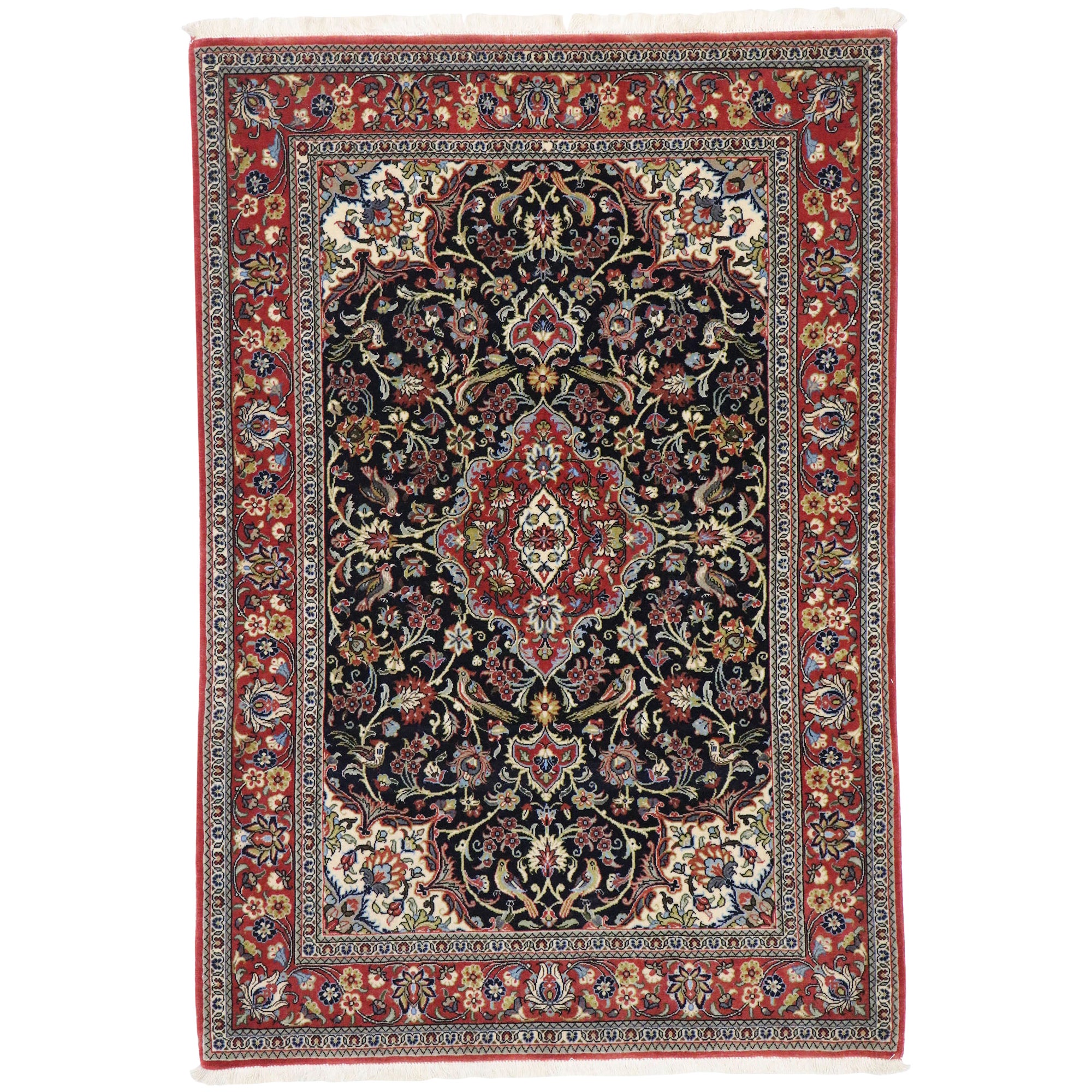 Vintage Persian Qum Rug with Neoclassical Art Nouveau Style For Sale
