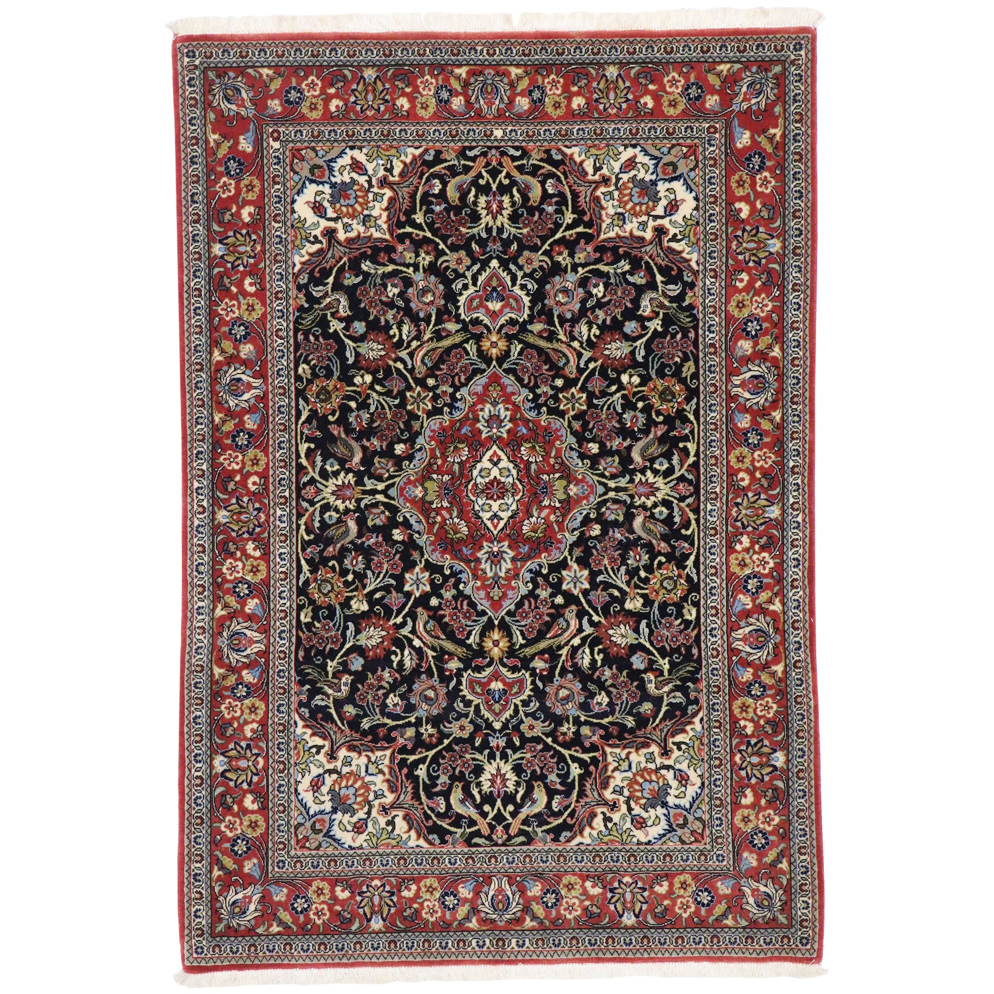 Vintage Persian Qum Rug with Neoclassical Art Nouveau Style