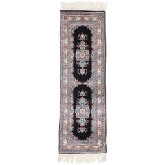 Used Turkish Silk Hereke Rug with Neoclassical Victorian Style