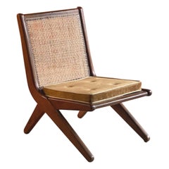 Pierre Jeanneret Model LC-010620 Teak Low Chair Chandigarh, Circa 1956