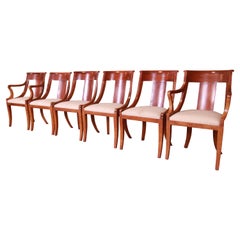Baker Furniture Regency Cherry Wood Dining Chairs, Set of Six
