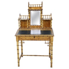 R.J. Horner Aesthetic Movement Faux Bamboo Birdseye Maple Writing Desk