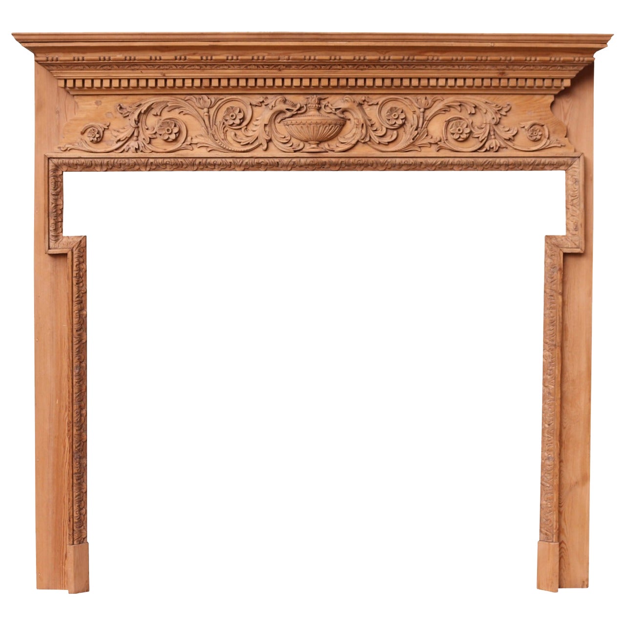 Georgian Style Carved Pine Mantel