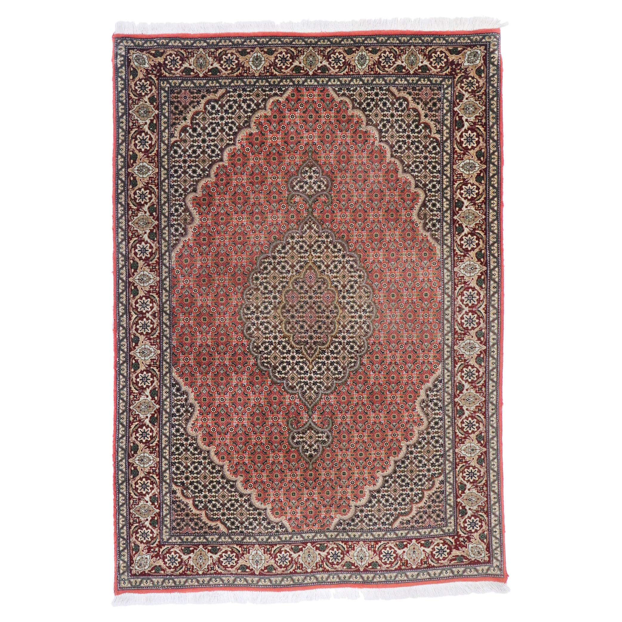 Vintage Persian Mahi Tabriz Rug with Neoclassical Victorian Style For Sale  at 1stDibs