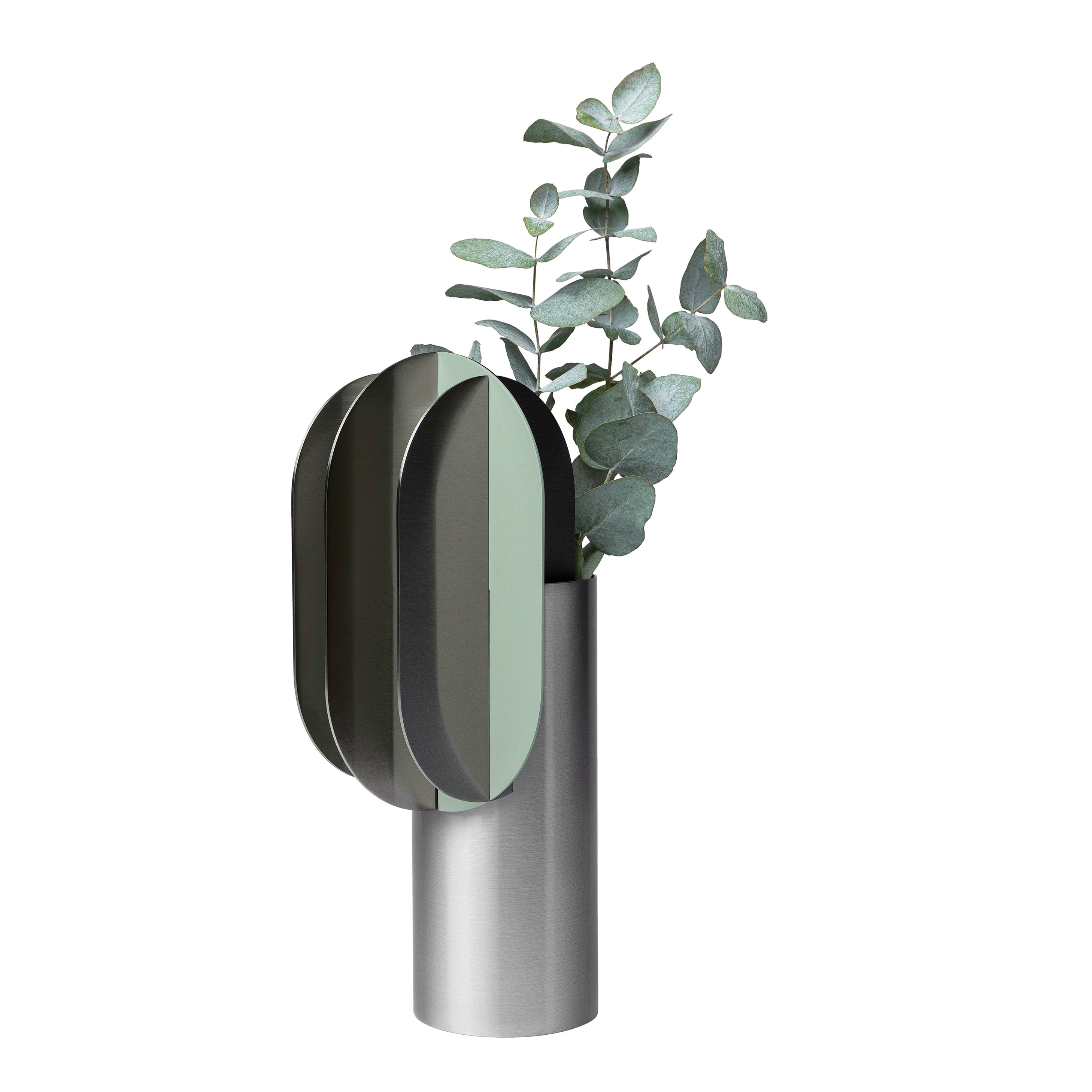 Moderne Vase Gabo CS11 von Noom aus gebürstetem Edelstahl