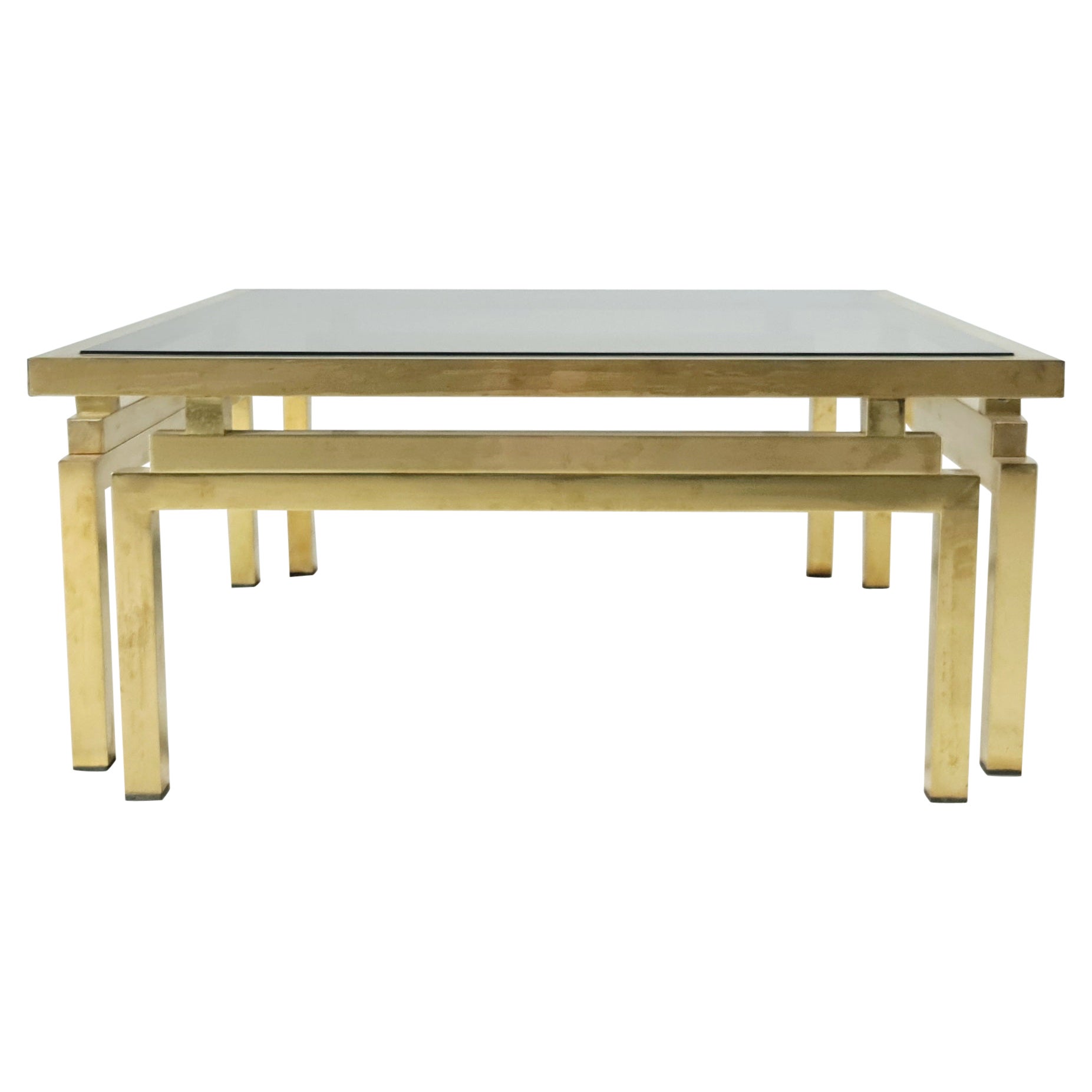 Brass and Smoked Glass Coffee Table by Romeo Rega, 1970s