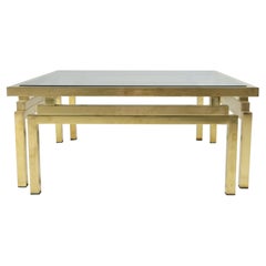 Retro Brass and Smoked Glass Coffee Table by Romeo Rega, 1970s