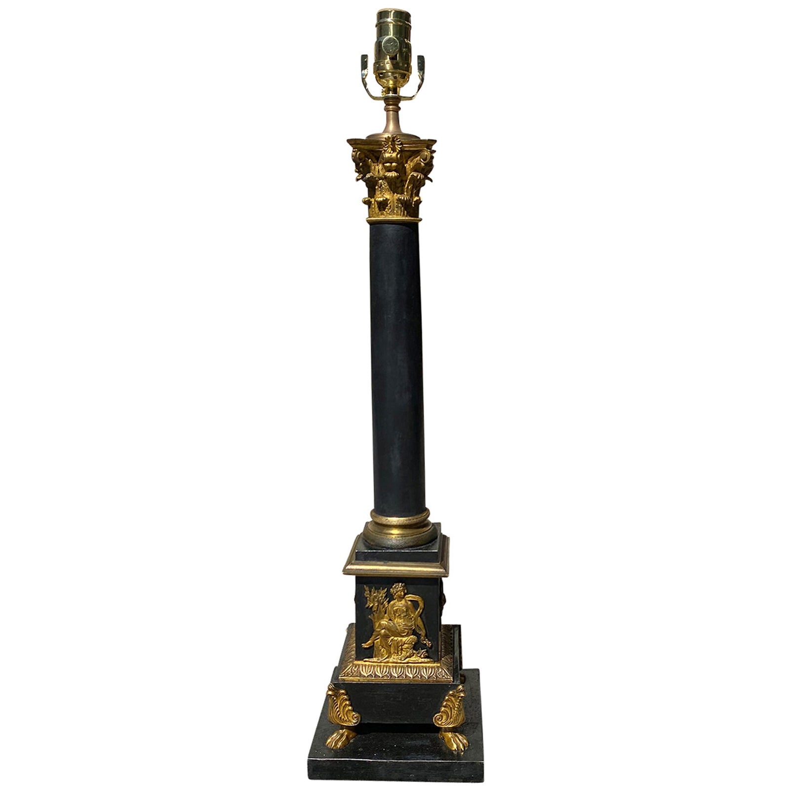 19th Century Neoclassical Bronze Mounted Tole Lamp