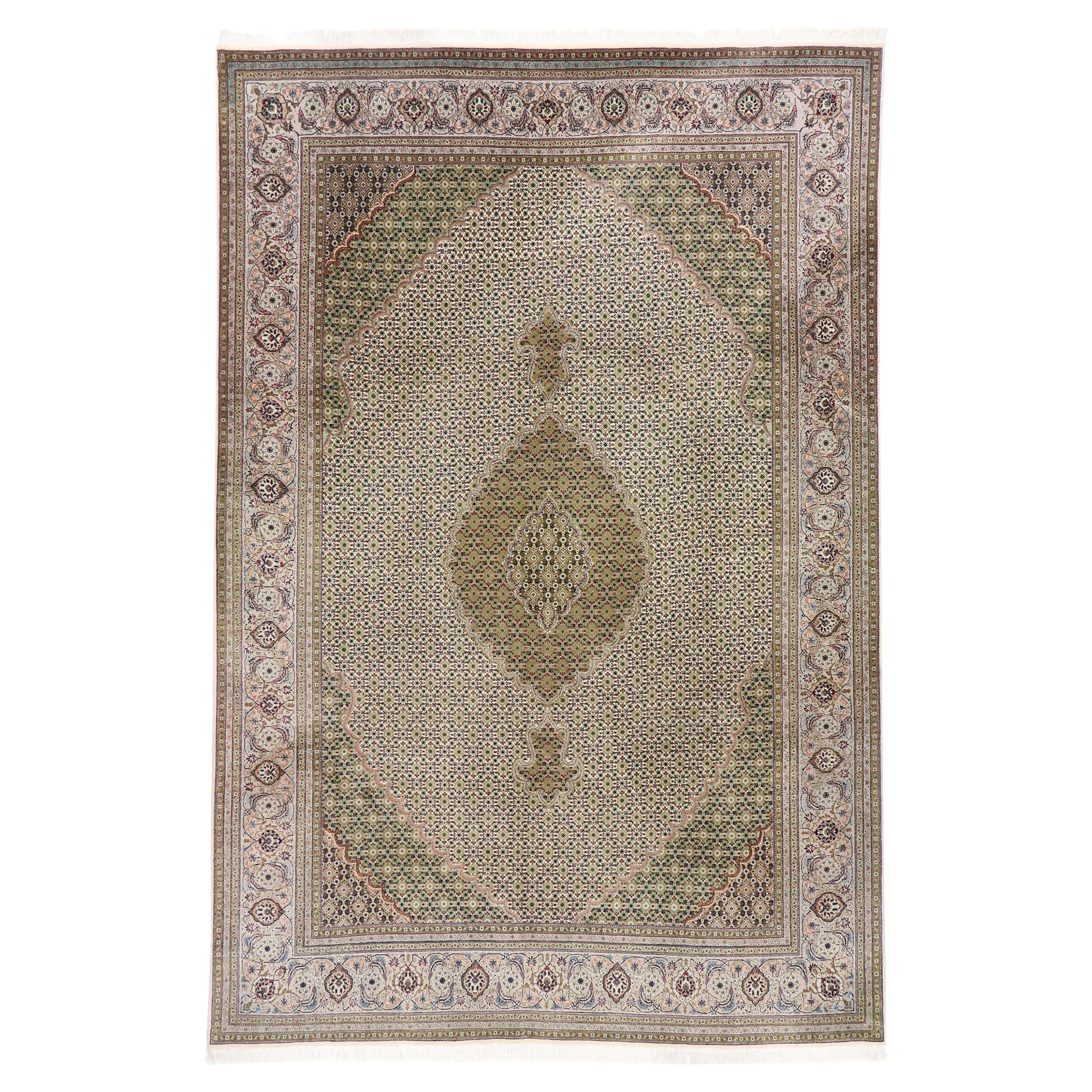 Vintage Persian Mahi Tabriz Rug with Neoclassical Victorian Style For Sale