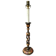 19th-20th Century Continental Kashmiri Candlestick as Lamp