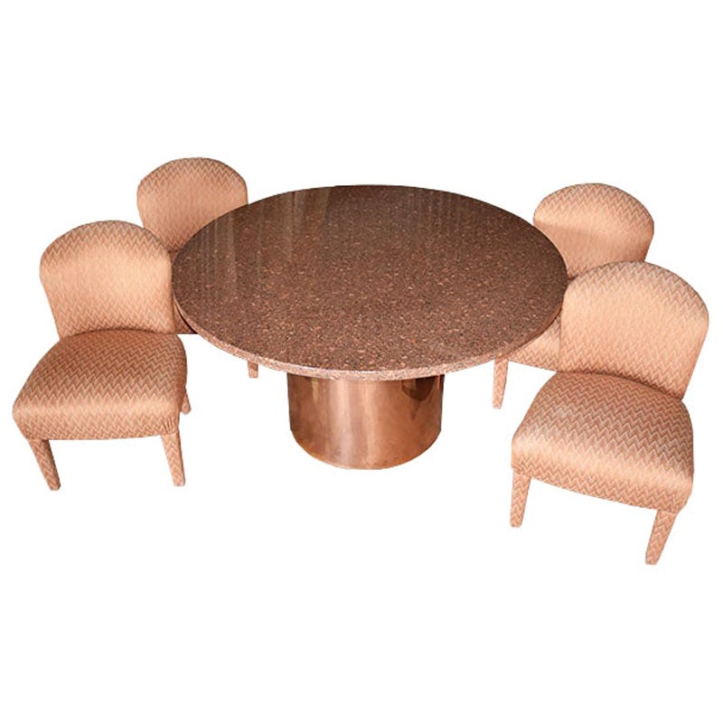 Large Brown and Blue Dining Room Set with Extendable Table, Thonet ...