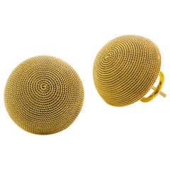Vintage Italian 14k Yellow Gold Domed Omega Back Earrings