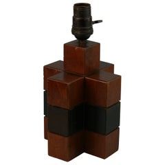 Scandinavian  Artisan Made Cube Wood Lamp 1950
