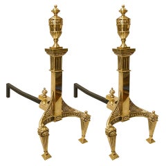Pair of Edwardian Brass Andirons