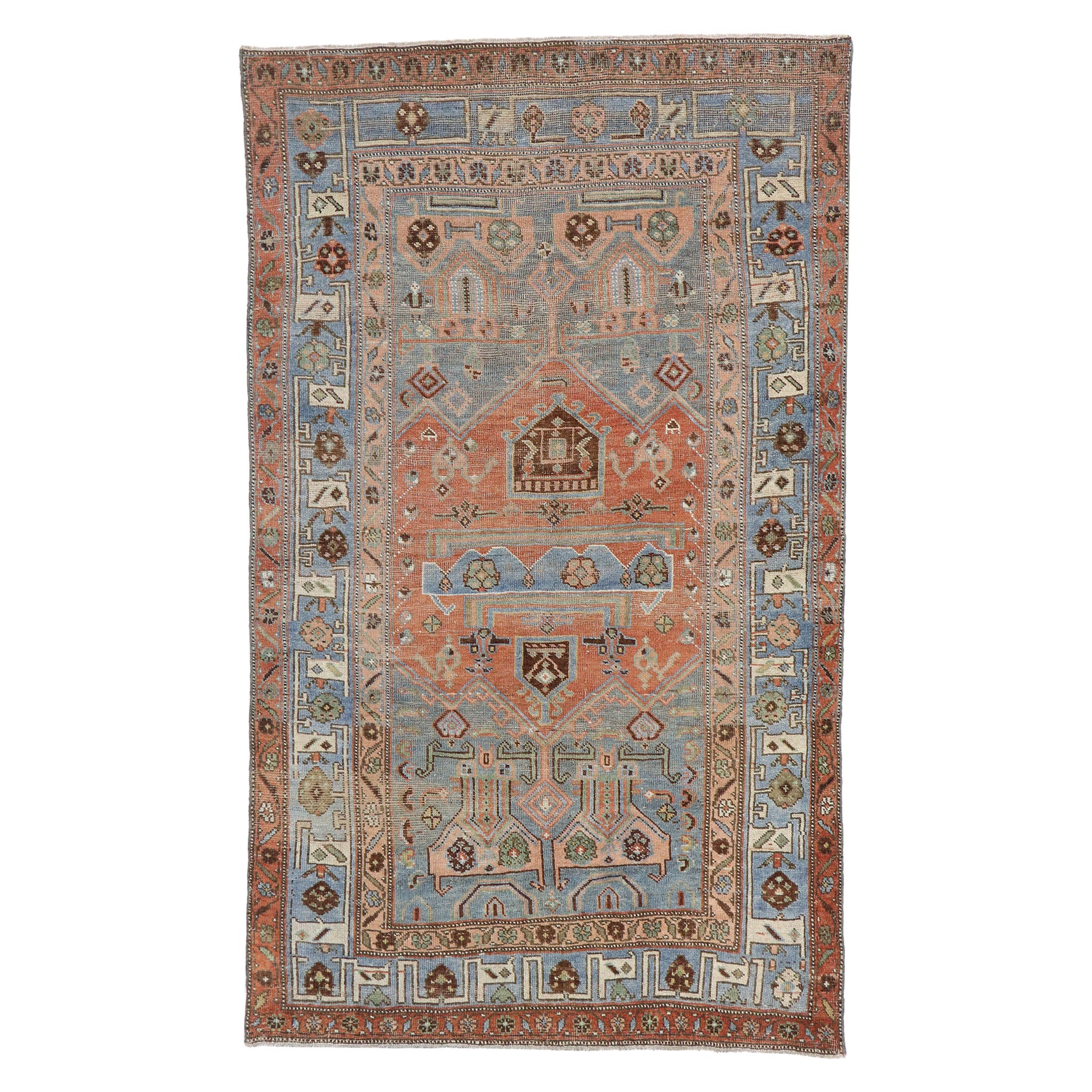 Antique Persian Bijar Rug with Modern Rustic Tribal Style