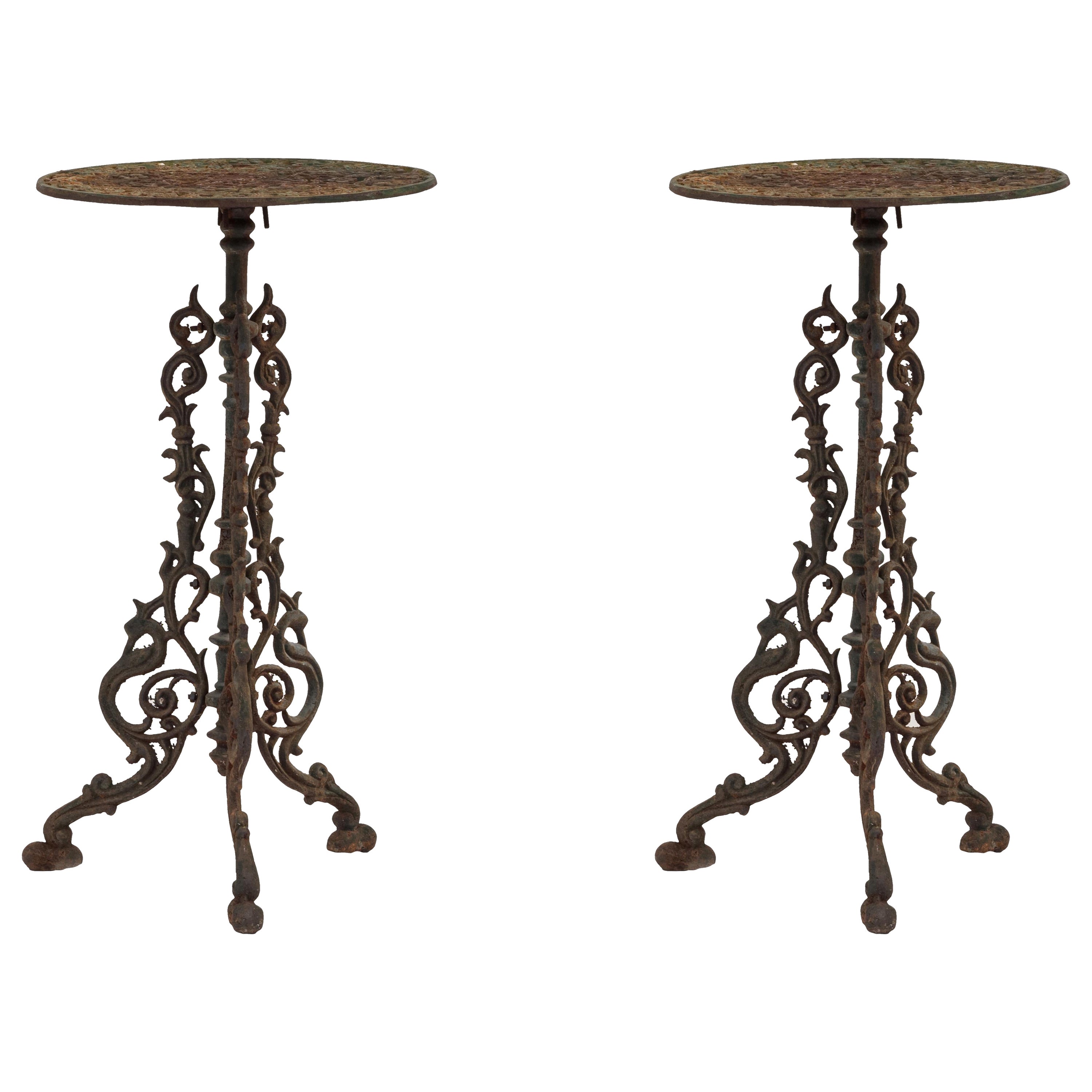 Pair of American Victorian Outdoor Iron End Tables