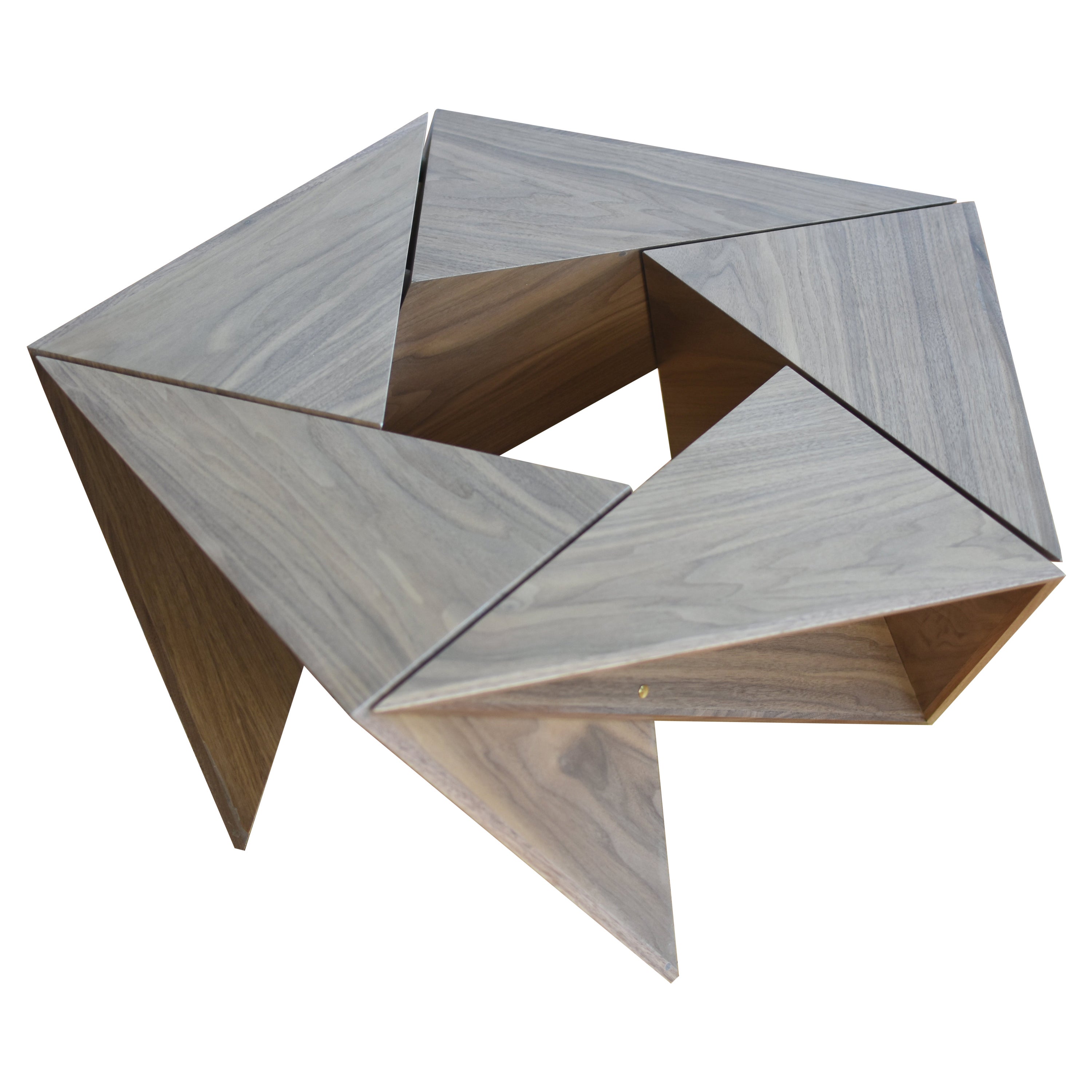 El Cangrejito, table basse modulaire pentagonal en noyer édition Louis Lim