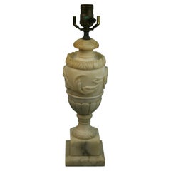 Antique Italian Alabaster Lamp with Leaf Motif