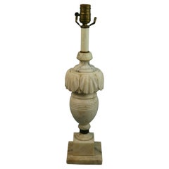 Italian Alabaster Hand Carved Lamp with Shell Motif
