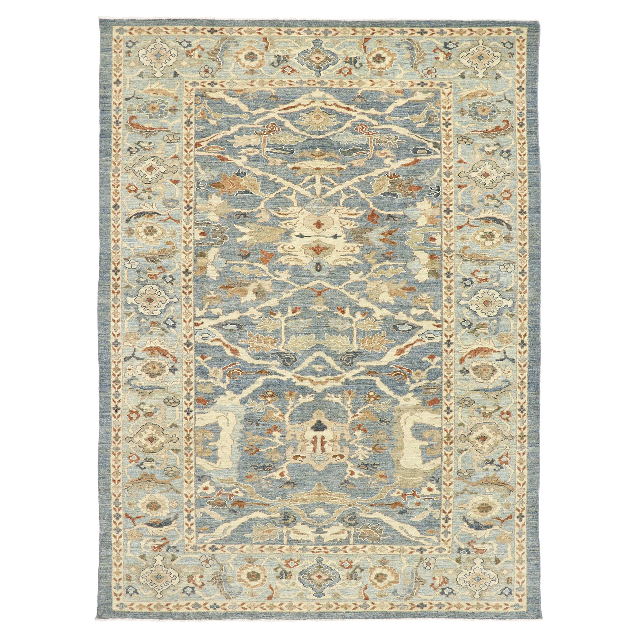 New Contemporary Blue Persian Sultanabad Rug For Sale