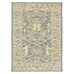 New Contemporary Blue Persian Sultanabad Rug (tapis persan bleu)
