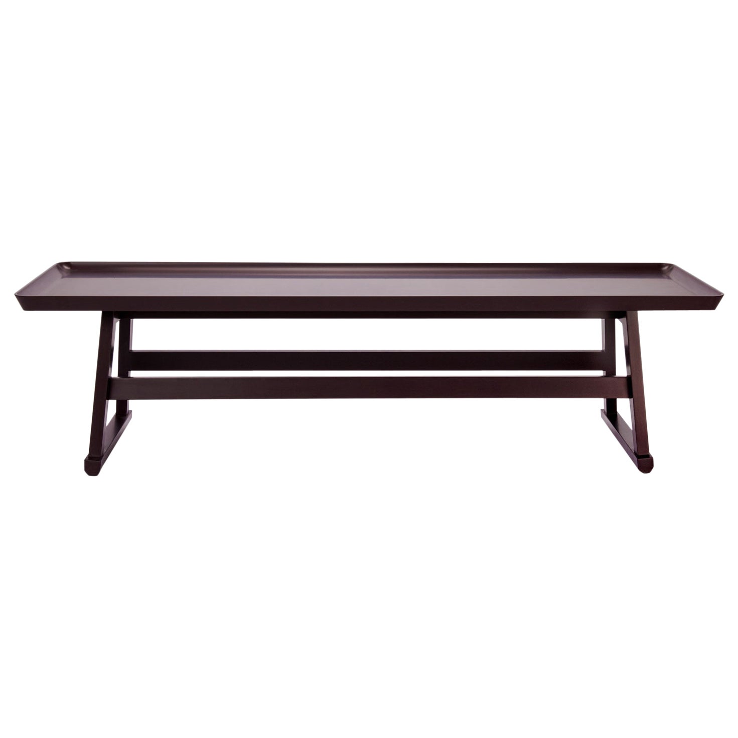 Dark Plum Shellac Rectangular Wood Coffee Table by B&B Italia - Available Now For Sale