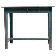 Blue and Red 19th Century Swedish Gustavian Style Pine Table