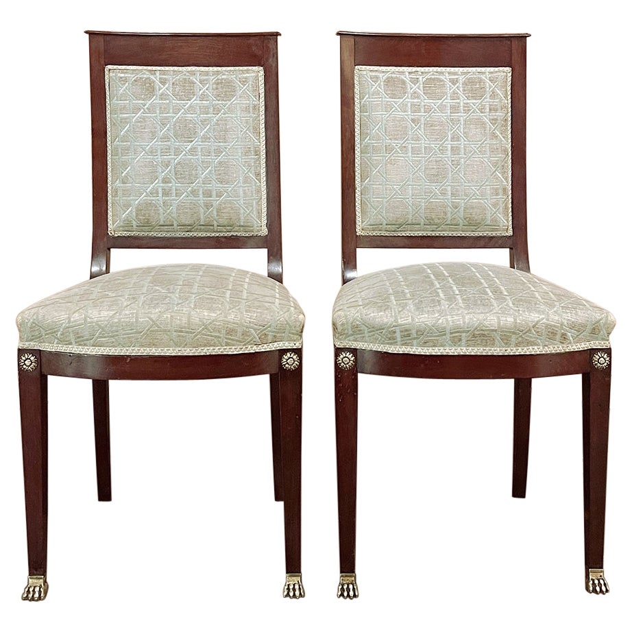 Pair 19th Century French Napoleon III Period Mahogany Chairs For Sale