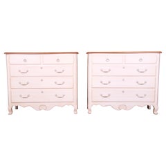 Ethan Allen French Provincial Louis XV Solid Maple Chests of Drawers, Pair