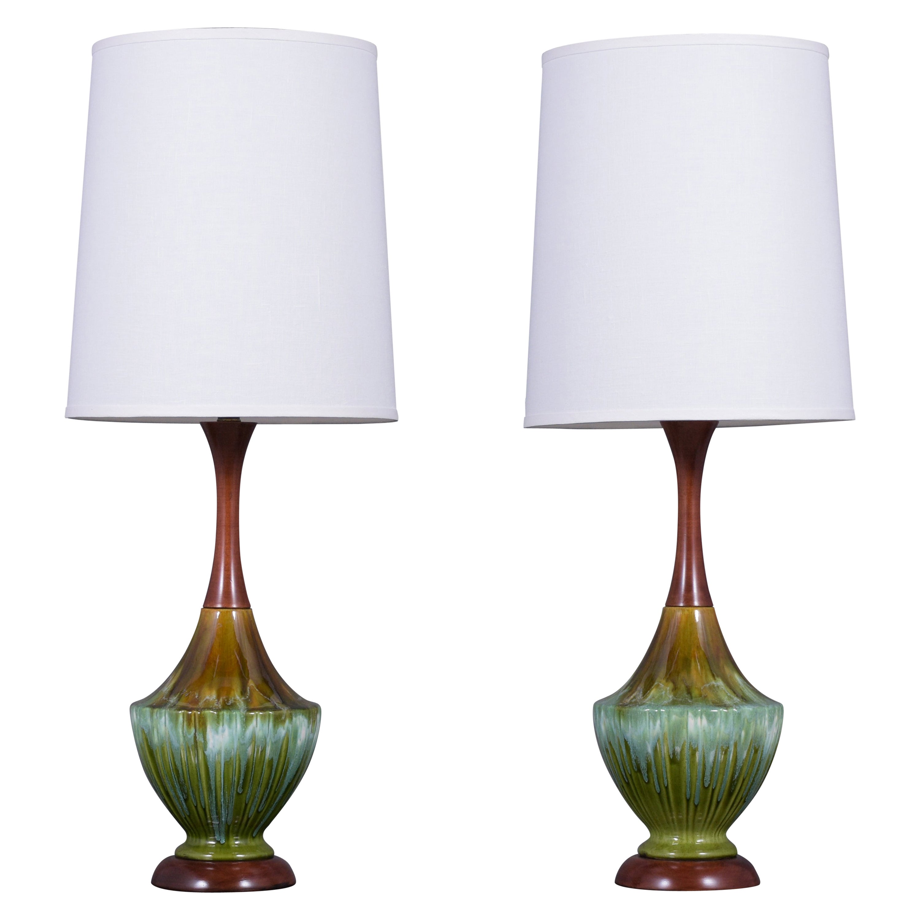 Pair of Mid-Century Modern Porcelain Table Lamps