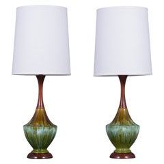 Pair of Mid-Century Modern Porcelain Table Lamps