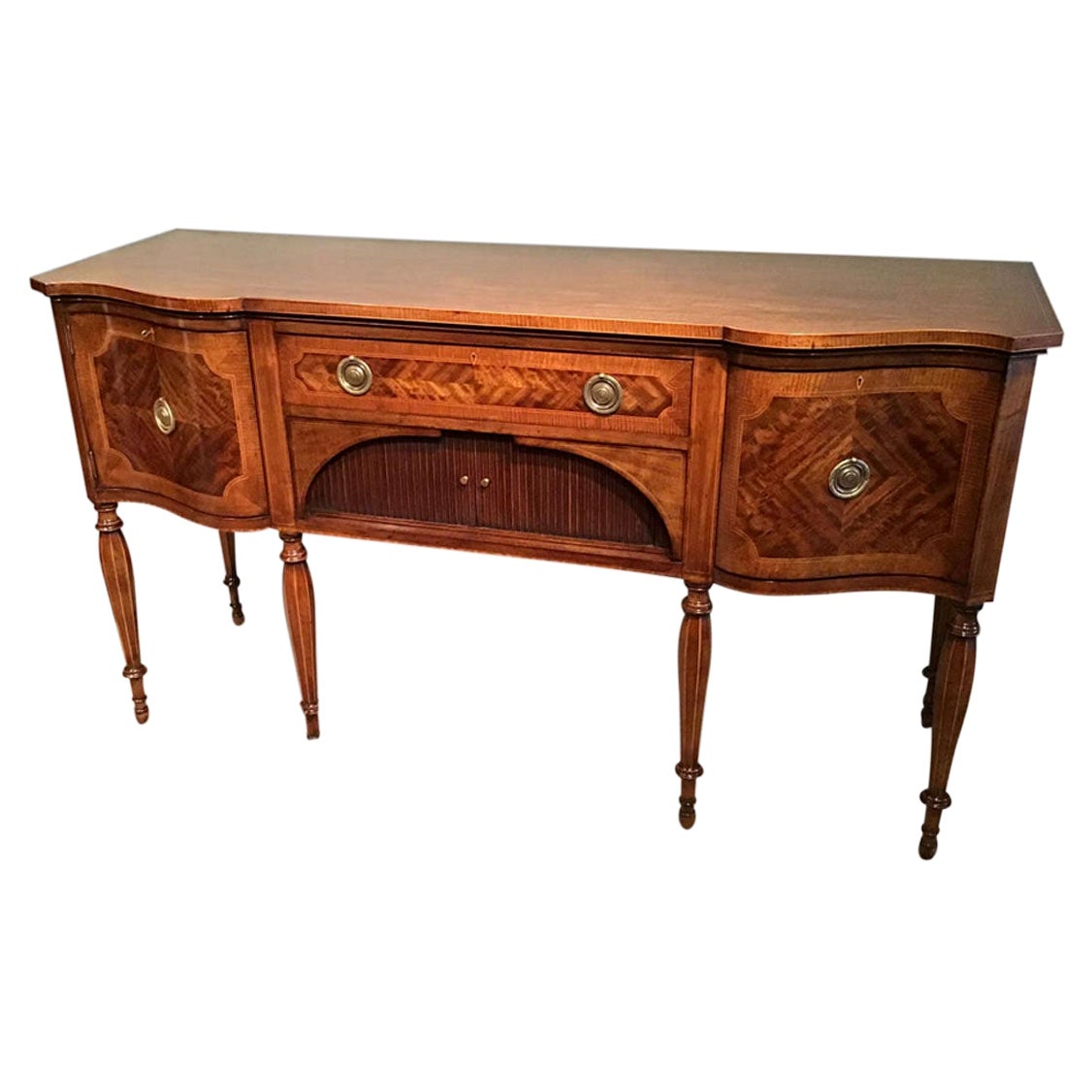Antique English Mahogany Sideboard with Satinwood Inlay For Sale