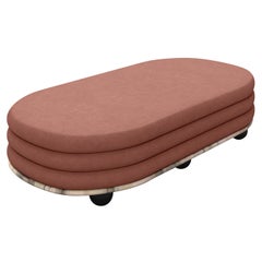 Pink Onyx & Dusty Rose Mohair Large Ottoman