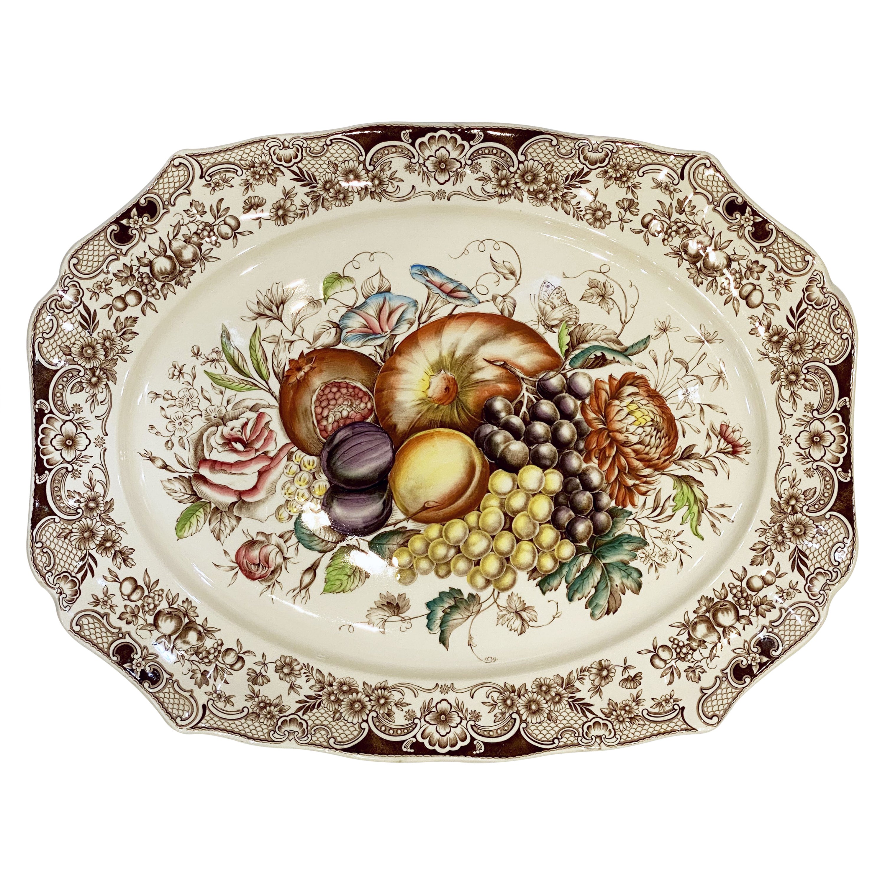 English Transferware Large Platter, Harvest Fruit Pattern by Johnson Brothers