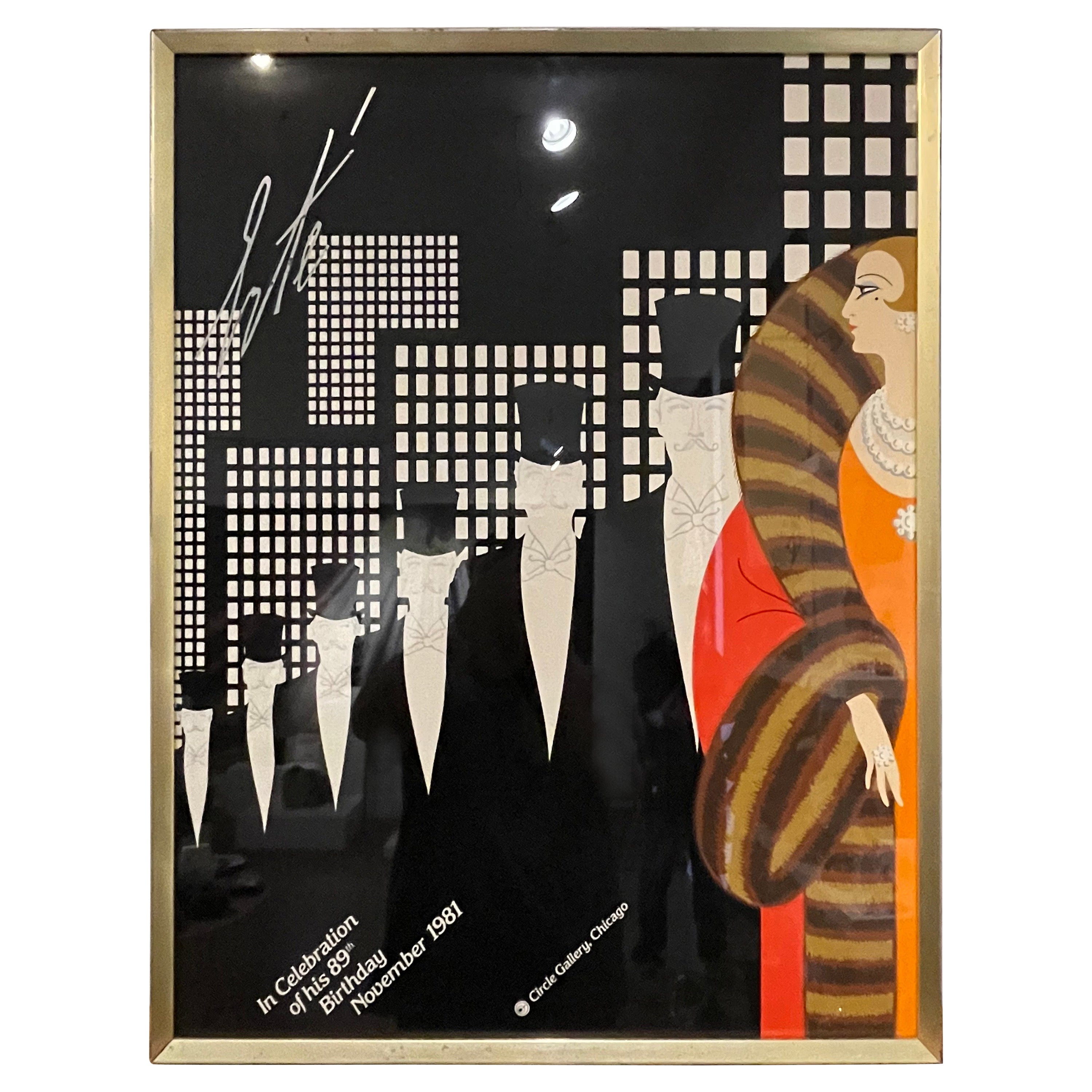 1981 Collectible Art Deco Poster by Erte Framed