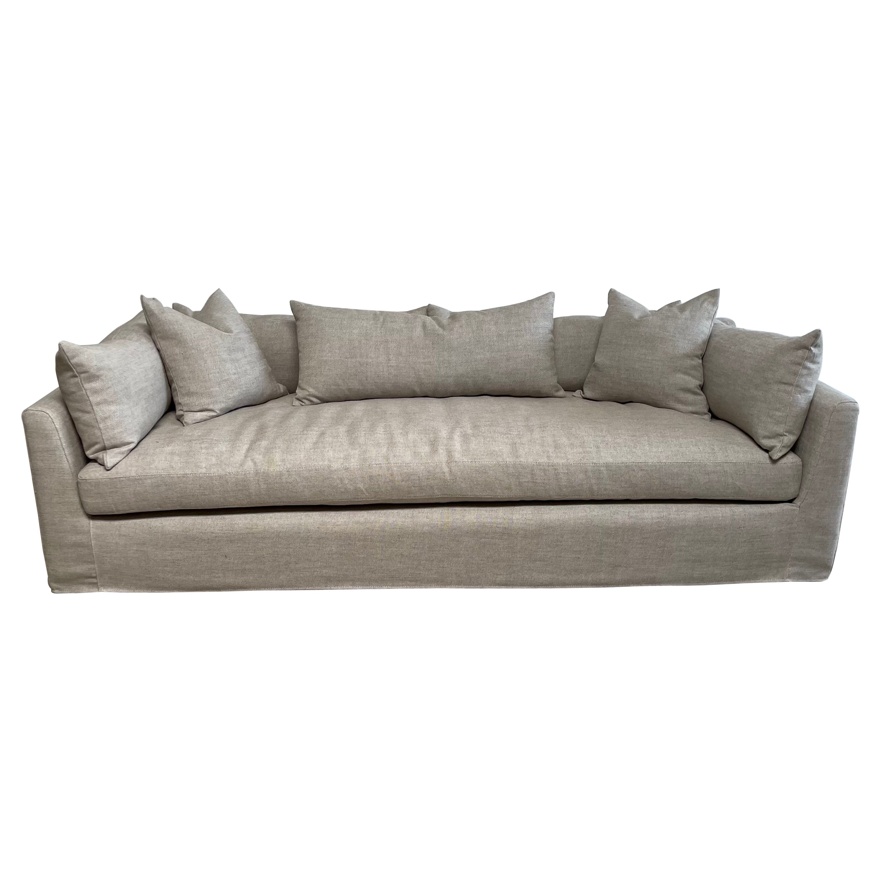 Linen Slip Covered Sofa with Down Cushions 