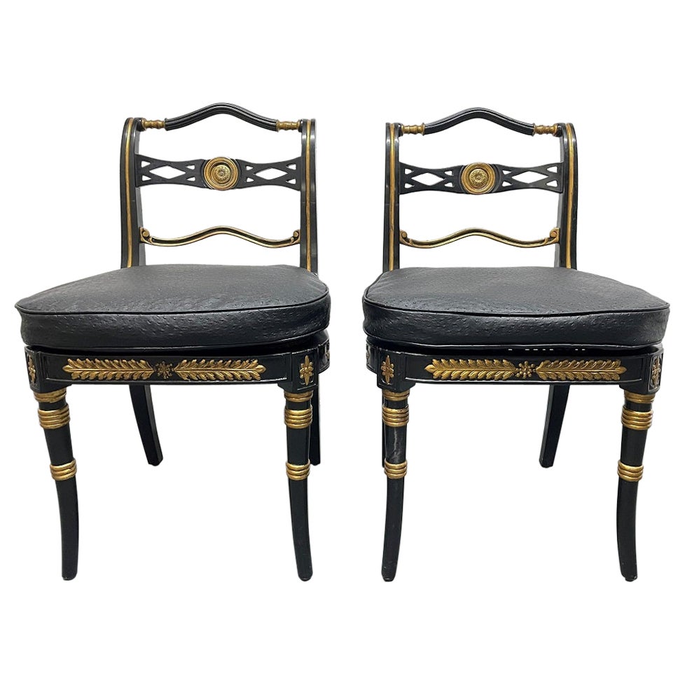 Pair Neoclassical Style Side Chairs For Sale