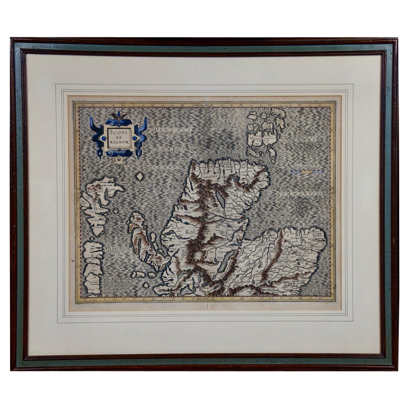 Écosse du Nord : carte colorée à la main du XVIe siècle par Mercator en vente