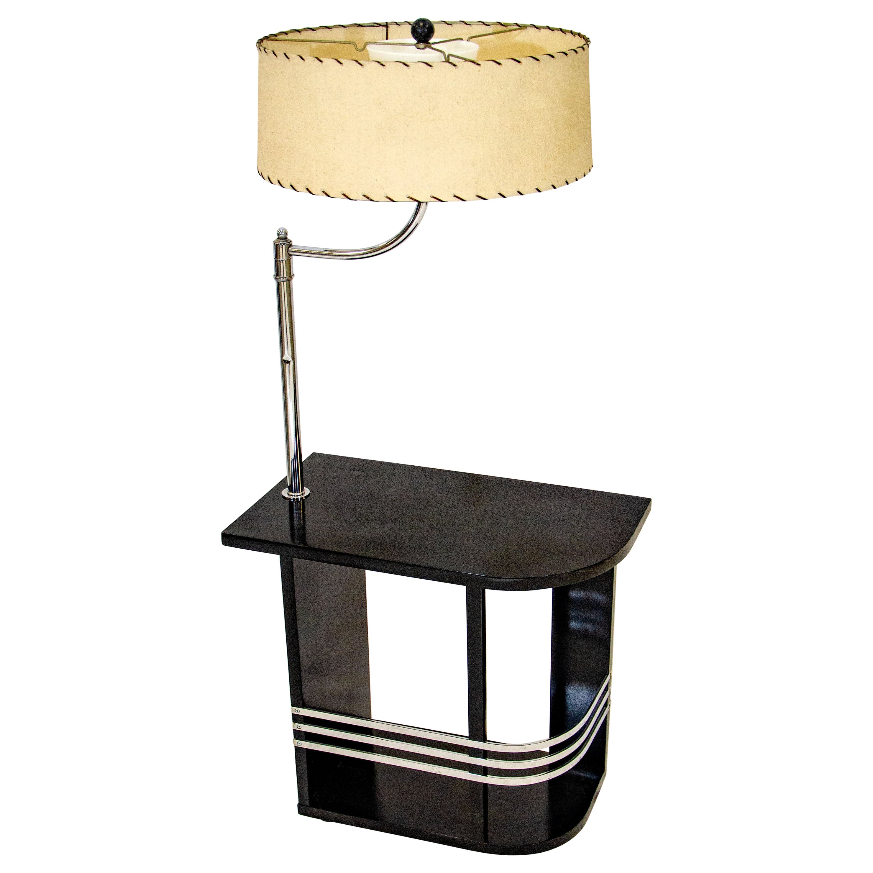 Art Deco End Table with Lamp For Sale