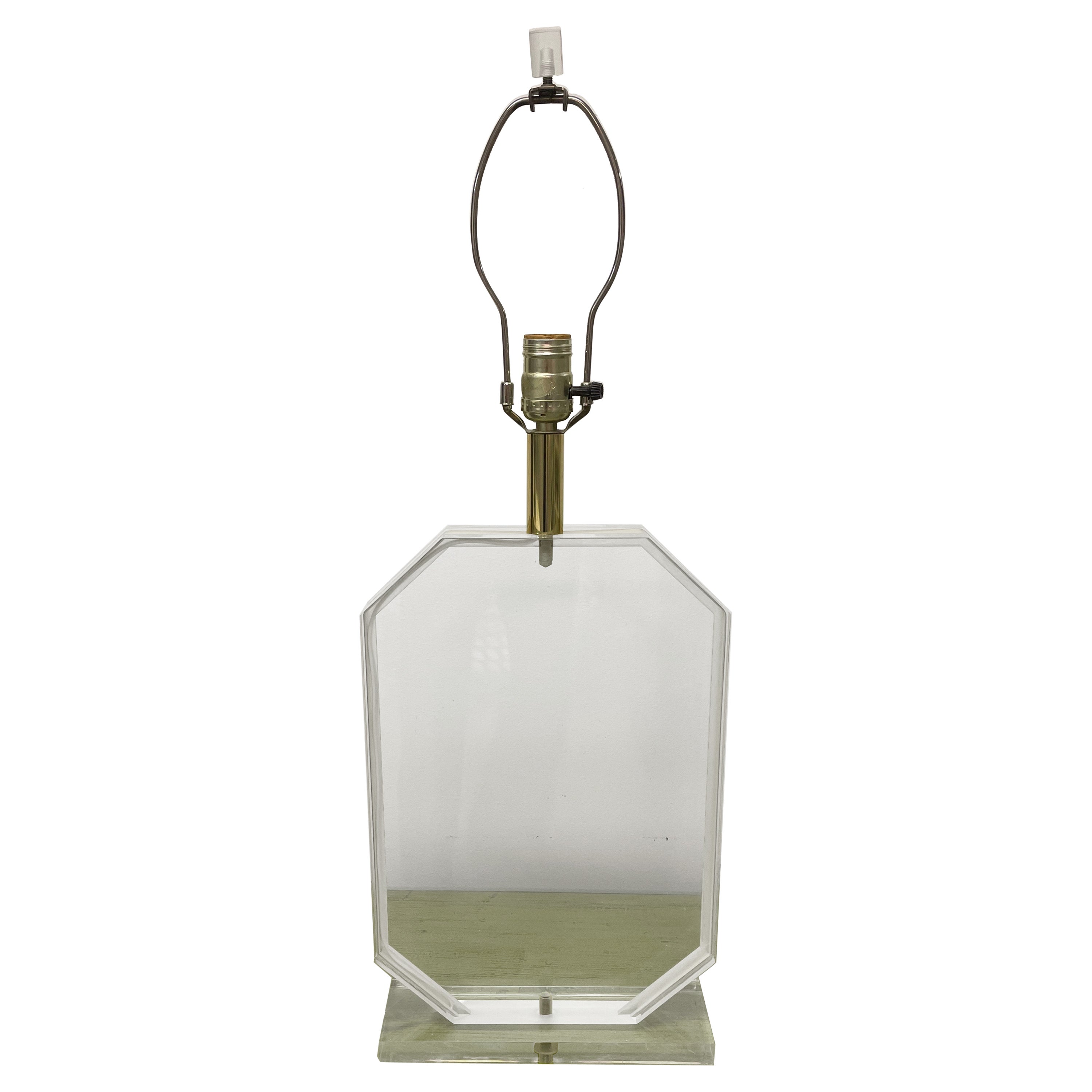 Lucite and Brass 1970s Lamp by George Bullitt For Sale